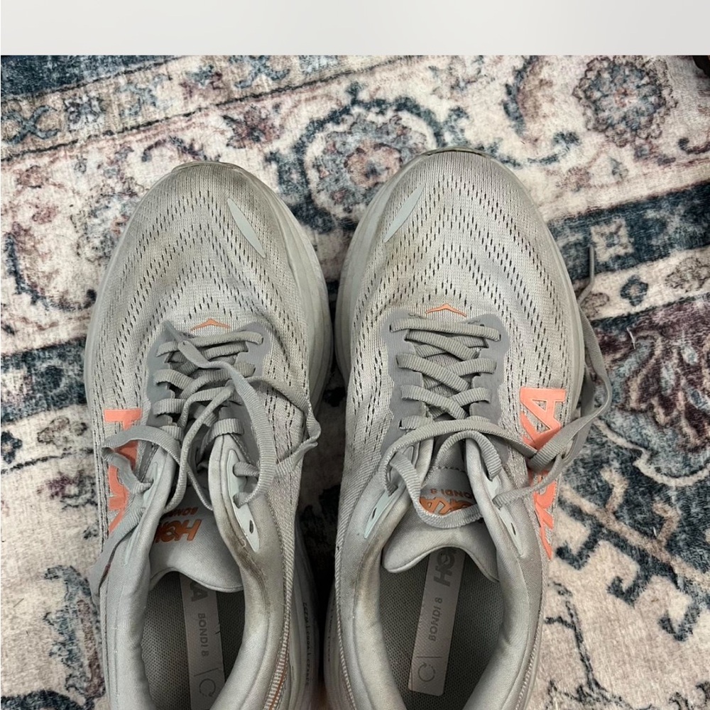 Hoka Women's Athletic Shoes in Gray and Coral